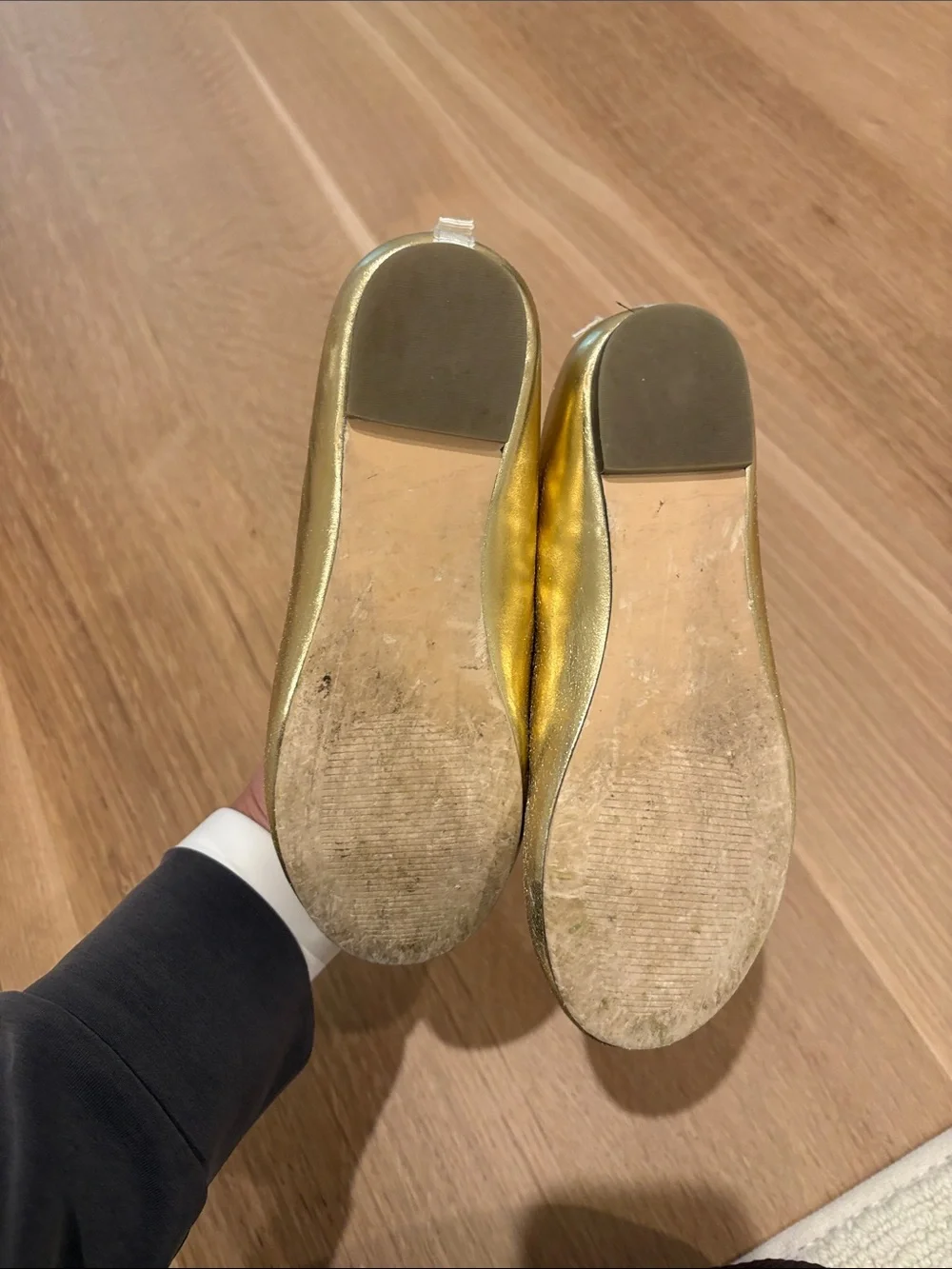 Crewcuts Metallic Gold Ballet Flats with White Trim